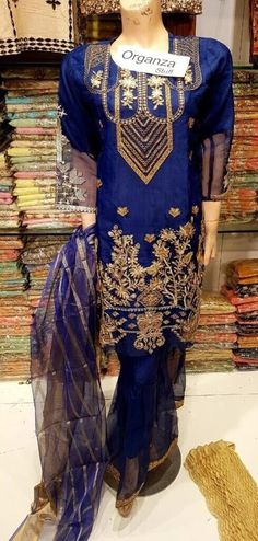 Pakistani Women Designer 3 Pcs Blue Embroidery Sharara Set. Fabric: Light Organza Size: Large Color: Blue Work: Embroidery Included: 3 Pcs No Return Accepted Due To Hygiene Pakistani Women, Sharara Set, Blue Embroidery, Fabric Light, Salwar Kameez, Designing Women, Color Blue, Blazer, Embroidery