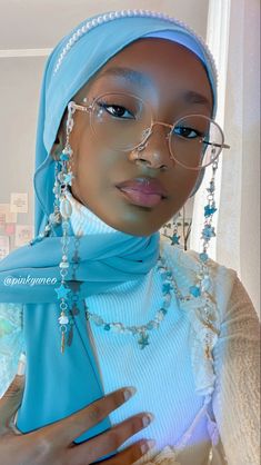 Jewelry made by me Hijab Style With Jewelry, Cool Hijabi Outfits, Hijabi Jewelry, Hijab Hairstyles, Glasses On Head, Hijab Jewelry, Hijabi Women, Hijab Accessories