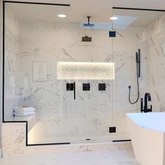 15 Unique Walk-In Shower Ideas for Your Bathroom in 2023 Marble Shower Walls, Clean Shower Doors, Best Bathroom Designs, Glass Shower Enclosures, Master Shower, Shower Walls, Master Bath Remodel, Frameless Shower Doors, Organization And Storage