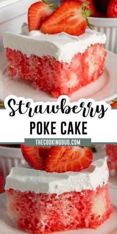 Close up of strawberry poke Cake Easy Strawberry Lemon Cake, Strawberry Lemonade Poke Cake, Strawberry Poke Cake Recipe, Jello Poke Cake, Strawberry Poke Cake, Sunday Baking, Strawberry Poke Cakes, Poke Cake Recipe, Jello Cake