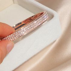 Rose Gold Bangle Bracelet Rose Gold Bangle Bracelet, Pave Bangle, Crystal Cuff Bracelet, Womens Cuff Bracelets, Tension Setting, Rose Gold Bangle, Cubic Zirconia Bracelet, Bangles Making, The Bangles