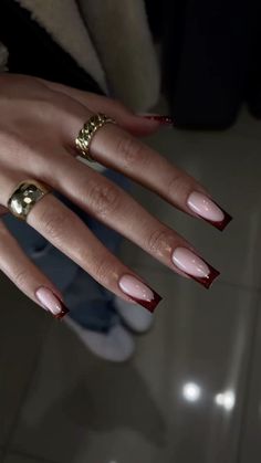 Burgundy Acrylic Nails, Bridesmaids Nails, Maroon Nails, French Tip Acrylic Nails, Classy Nails, Pretty Acrylic Nails, Nail Arts