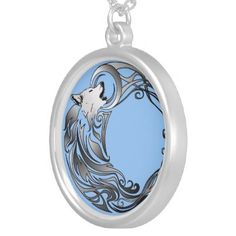 Tribal Wolf - Shaded Pendants Silver Plated Necklace, Silver Plate, Silver Plated, Created By, Plating, Stars, Crystals, Health, Silver