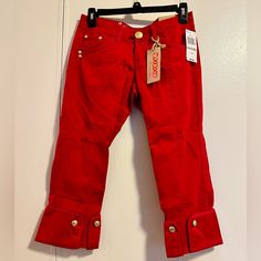 Very Mid 2000s, Which Have Certainly Come Back Now! Nwt Size 1/2 Denim Color, Colored Denim, Come Back, Capri, Size 2, Women Jeans, Red, Women Shopping, Color