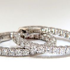 Mid Size / Modern, In & Out. Elongated & Wide 1.52ct. Natural Round, Brilliant Diamonds Hoop Earrings. G Color, Vs-2 Clarity Full Cuts, Great Sparkle. 1 Inch Diameter 6.5 Grams. 14kt. White Gold. Button Press Locking & Open $8000 Appraisal Certificate To Accompany Luxury White Hoop Earrings With Brilliant Cut, White Platinum Hoop Earrings With Vvs Clarity, White Platinum Hoop Jewelry, White Platinum Hoop Earrings, Aaa Quality Diamond Hoop Earrings In Diamond White, Luxury White Brilliant Cut Hoop Earrings, Gia Certified White Hoop Earrings, White Platinum Round Hoop Earrings, Luxury Gia Certified Diamond Hoop Earrings