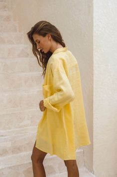 10th Birthday Sale items can be returned for exchange or store credit in Australia and store credit in USA. Refunds are not available. Have sizing questions? Ask us via the chat. Relaxed oversized tailoring at its best! Crafted from super soft, light-weight 100% French flax linen, this throw-on shirt-dress in warm hues will be your go-to this summer. Thanks to the cooling characteristics of linen, you will feel breezy and luxurious even in warm climates. And it has so many ways to style it! Elev