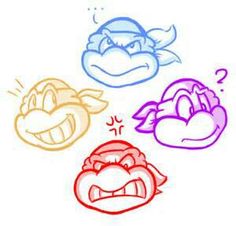 four different colored angry birds with faces