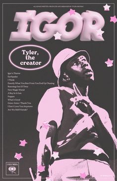 an advertisement for tyler the creator featuring a man with tennis racket in his hand