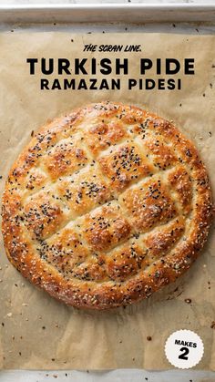 an image of a baked bread on a piece of parchment paper with the title turkish pride raman pidesi