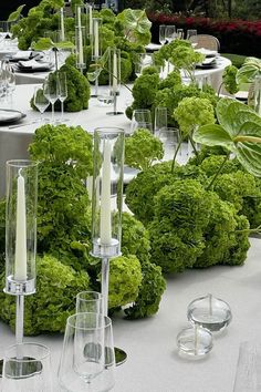 Los centros de mesa se llenan de vegetación para la temporada nupcial 2025, ¡checa estas ideas! : Fiancee Bodas Green Hydrangea Wedding, Dinner Tablescape, Plant Centerpieces, Dinner Party Table Settings, Floral Art Arrangements, Anthurium Flower, Dinner Party Themes, Hydrangeas Wedding