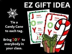 christmas candy cane gift tags with the words ez gift idea on it and an image of