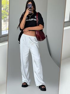 Pants   Relaxed fit   Princess Polly Exclusive  100% polyester   Length of size US 4 / AU 8 waist to hem: 108cm / 42.5"    Jess is wearing a size AU 6 / US 2  @tatimendoza__ is wearing a size US 2 / AU 6    @ana.stowell is wearing a size US 2 / AU 6  Silky material   Elasticated waistband   Wide leg   Non-stretch  Unlined Pink Formal Dresses, Fleece Dress, Corsets And Bustiers, Long Sleeve Tops Casual, Pants White, Outerwear Outfit, Strapless Tops, Floral Blue Dress, Curve Dresses