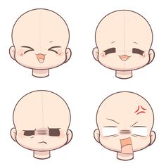 four stages of facial expression with different expressions, including the nose and head in various positions