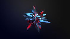 an abstract blue and red star on a black background