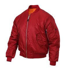 MA-1 Style Nylon Flight Jacket This is a new, Red Nylon MA-1 style flight ("bomber") jacket. The classic design and sharp styling of this jacket includes a warm poly fill, and is reversible to ORANGE for safety. NOTE: The inside of the jacket is blaze (international) ORANGE. This reversible jacket is great as a hunting jacket due to the inside ORANGE lining. In an emergency such as walking on the side of the road, or in the woods etc, it can be turned inside out for safety purposes. ***Included Red Techwear Long Sleeve Outerwear, Red Long Sleeve Techwear Outerwear, Red Techwear Outerwear For Winter, Pilot Style Outerwear For Fall Streetwear, Pilot Style Fall Outerwear For Streetwear, Red Techwear Outerwear For Streetwear, Pilot Style Winter Outerwear For Outdoor, Red Military Long Sleeve Outerwear, Ma 1 Jacket