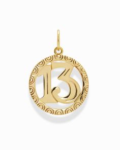 Arlo Lucky 13 Charm - Mod + Jo 13 Number Jewelry, Number 13, Lucky 13, Cut Out Design, Good Luck, Gold Plate, Bring It On, Gold