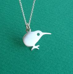 Kiwi necklace Silver Bird Necklace, Kiwi Bird, Teen Jewelry, Bird Necklace, Bird Charm, Charm Necklace Silver, Bird Pendant, Tiny Stud Earrings, Bird Jewelry