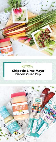 the ingredients for chipoti and mayo bacon quiche dip