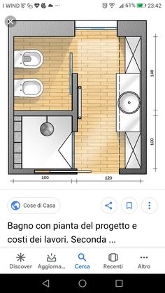 the floor plan for a small bathroom and living room in an apartment with wood floors