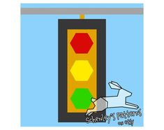 a drawing of a traffic light with an arrow pointing to the left