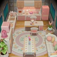 the interior of a doll house with furniture and decor