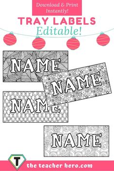 printable name tags for teachers to color and decorate with the teacher's name