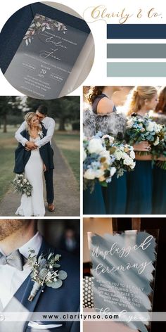 the wedding color scheme is blue and gray