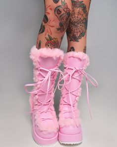 Rave Boots, Suede Platform Boots, Rave Shoes, Edm Festival Outfit, Festival Outfits Rave, Platform Boots Chunky, Faux Fur Boots, Dress Up Dolls, Hype Shoes