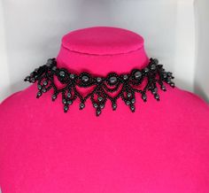 Black Goth Choker.wide Beaded Choker.hematite Gothic Choker - Etsy Gothic Choker Necklace, Choker Necklace Black, Gothic Choker, Goth Choker, Beads Choker, Tattoo Choker, Choker Black, Gothic Chokers, Goth Wedding