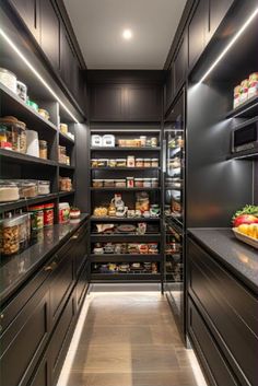 an empty pantry with lots of food in it