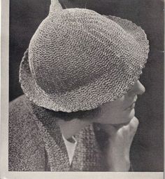 PDF Crochet Pattern only.  Available via instant download after purchase Great 1935 crochet pattern for Swagger Cloche Brimmed Hat.  This has a nice brim. Head Size: 22 inches. Materials Required: Yarn - J. & P. Coats Knit Cro-Sheen yarn, 1 ball of Main Color and 1 ball Contrasting Color Steel crochet hook, No. 2 Hat Gauge: Not available in pattern Files can now be downloaded immediately after purchase on Etsy. No more waiting for the pattern to be sent to you. Simply make your purchase and down Knitting Artwork, Cloche Hat Pattern, 1930s Hats, Crochet Adult Hat, Crochet Sun Hat, Crochet Hat For Women, Steel Crochet Hooks, Vintage Knitwear, Hat Crochet Pattern