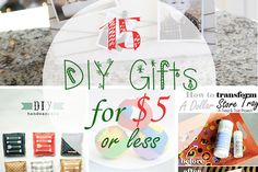 the top five diy gifts for $ 5 or less are displayed in this collage