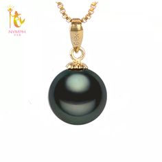 NYMPH 18K Gold Natural Tahitian Black Pearl Necklace Pendant Au750 Wedding Party Luxurious Gift For Tahitian Black Pearl Necklace, Pearl Necklace Pendant, Black Pearl Necklace, Tahitian Black Pearls, Pearl Pendant Necklace, Black Pearl, Necklace Pendant, Women Girl, Pearl Necklace