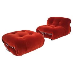 pair of red velvet chaise lounges with chrome legs for sale at 1stdirt