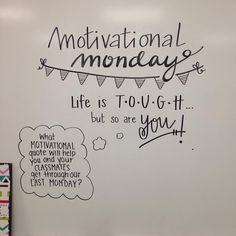 a whiteboard with writing on it and an image of a thought bubble above it