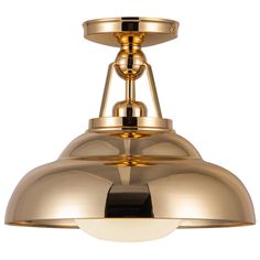 a large brass colored light fixture on a white background