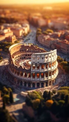 an aerial view of the colossion in rome, italy at sunset or sunrise