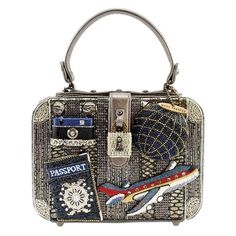 Mile High Embellished Travel Theme Top-Handle Handbag - Mary Frances – Mary Frances Accessories Embellished Handbags, Mary Frances Bags, Travel Handbag, Unique Handbags, Travel Theme, Travel Handbags