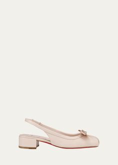 Christian Louboutin Napa Ballerina Red Sole Slingback Pumps - Bergdorf Goodman Red Louboutin, Ballerina Pumps, Christian Louboutin Women, Ballet Fashion, Square Toe Heels, Classic Pumps, White Pumps, Red Heels, Red Sole