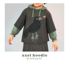 an image of a person wearing a hoodie with a bird on it's chest