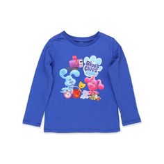 Take out your handy dandy notebook and look for clues in these adorable toddlers Blue's Clues & You tee shirts! These Blue's Clues tops feature vibrant colors, long sleeves, a ribbed-knit collar, double stitched hems, and high quality heat seal printing of your favorite Blue's Clues characters: Blue, Magenta, Tickety Tock, Shovel and Pail, Slippery Soap, Sage and Ginger, Paprika, Cinnamon, Mr. Salt, Mrs. Pepper, and Mailbox! Any fan of Blue's Clues will love these cute tees! Size: 3T.  Gender: m Handy Dandy Notebook, Blues Clues Characters, Cute Tees, Toddler Patterns, Ruffle T Shirt, Blue's Clues, Toddler Girl Shorts, Blues Clues, Handy Dandy