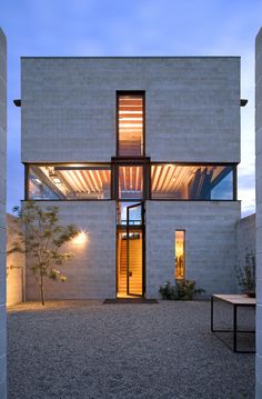 the modern house is made out of concrete