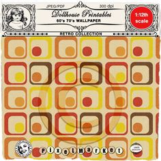 an old fashioned retro wallpaper pattern with circles and squares in orange, brown, yellow and