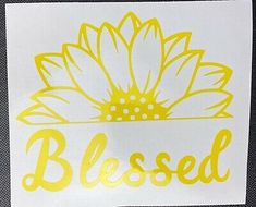 a yellow and white sticker with the word b is for blossom on it's side