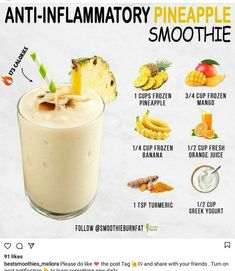 an image of a pineapple smoothie with information about the ingredients and how to use it