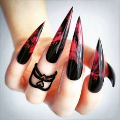 4th Nails, Witch Nails, Summer Acrylic, Witchy Nails, Sharp Nails, Stiletto Nail Art, Gothic Nails, Edgy Nails, Goth Nails