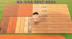 a cartoon character standing on top of a wooden deck