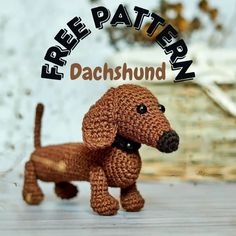 a crocheted brown dog with the words free pattern on it