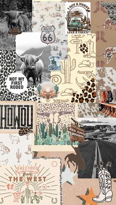 a collage of various images with animals, cactuses and other things in them