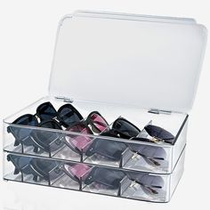 PRICES MAY VARY. 【Package Includes】You will receive 2 pcs clear sunglasses organizers, each measures about 10.6 x 6.7.3 x 2.36 inches, features with 5 divided compartments, enough for holding a wide variety eyeglasses, jewelry or watches. 【Quality Material】The sunglasses holder organizer is made of premium plastic material with a smooth finish, sturdy and reliable, able to serve you for a long time, the clear appearance makes it easy to find the times you need, and the lid can keep dust and dirt Sunglass Organizer, Sunglasses Organizer, Clear Sunglasses, Sunglasses Storage, Sunglasses Holder, Plastic Sunglasses, Sunglass Holder, Storage Display, Eyeglass Holder